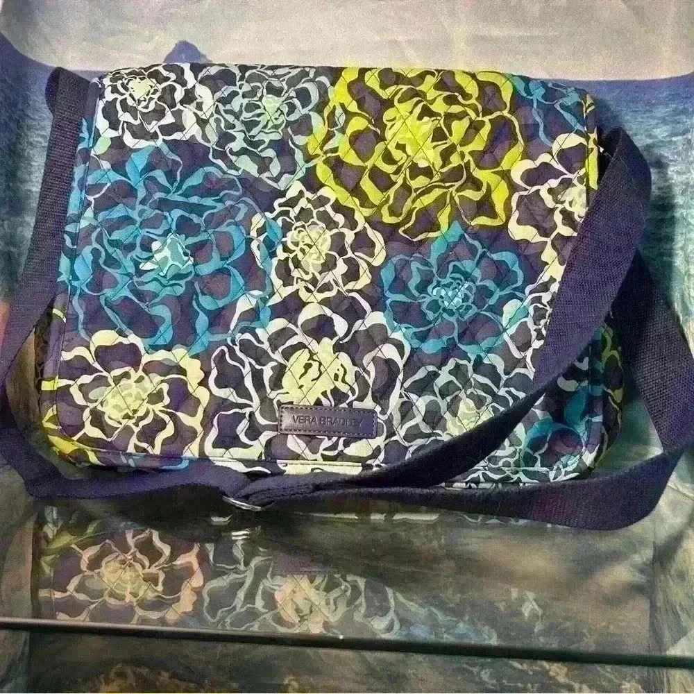 Vera Bradley Katalina Blues Floral Messenger Shoulder Backpack with Buckle